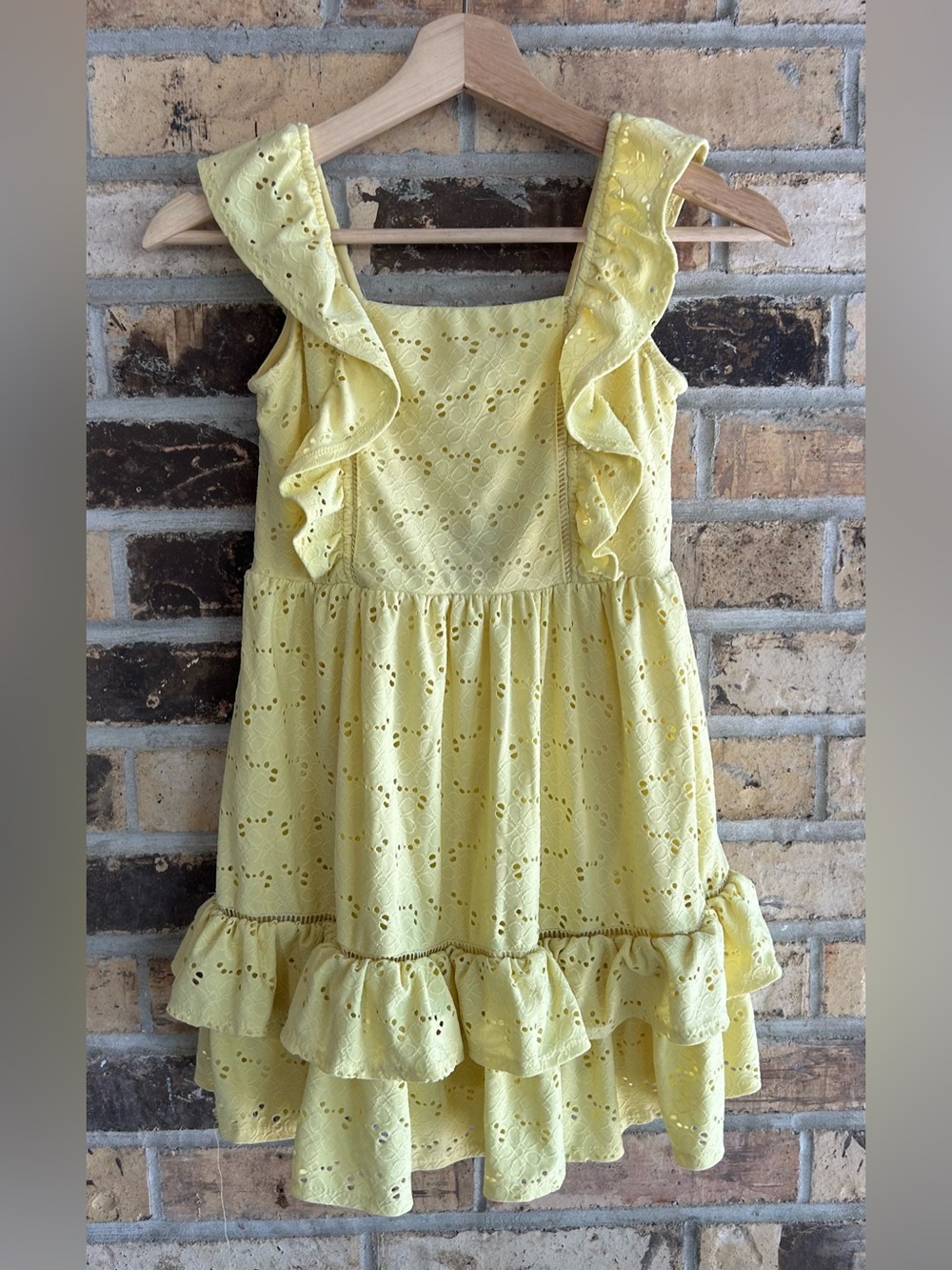 5 for $25🔥Btween Yellow Eyelet Ruffed Dress Girls Size 8